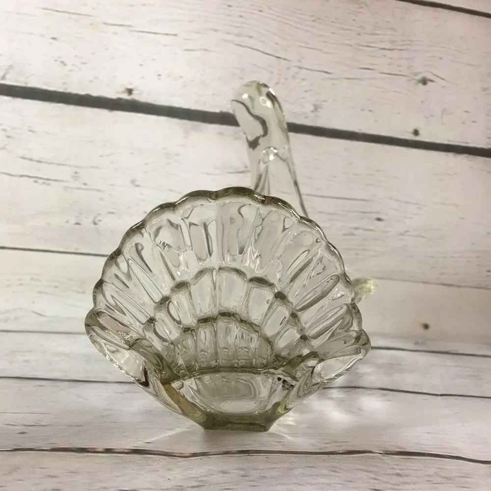 Vintage Heavy Clear Glass Bird SWAN Animal Bowl Serving Dish